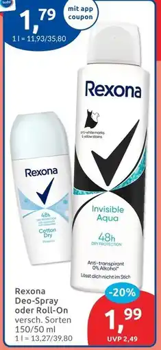 Budni Rexona deo-spray invisible aqua Angebot