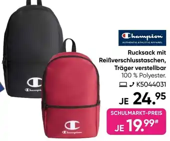 Galeria Champion Rucksack mit Reißverschlusstaschen, Träger verstellbar Angebot