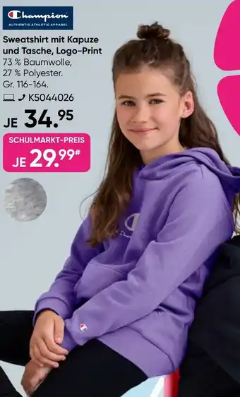 Galeria Champion Sweatshirt mit Kapuze und Tasche, Logo-Print Angebot