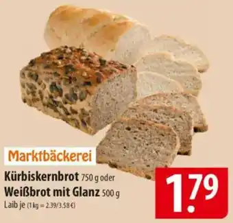 Famila Nord Ost Marktbäckerei Kürbiskernbrot oder Weißbrot mit Glanz Angebot