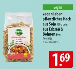 Famila Nord Ost vegan leben pflanzliches Hack aus Soja oder aus Erbsen & Bohnen Angebot