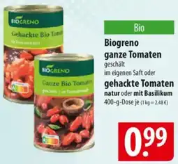 Famila Nord Ost Biogreno ganze Tomaten oder gehackte Tomaten natur oder mit Basilikum Angebot