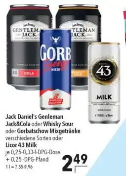 CITTI Markt Jack Daniel's Genleman Jack&Cola oder Whisky Sour oder Gorbatschow Mixgetränke oder Licor 43 Milk Angebot
