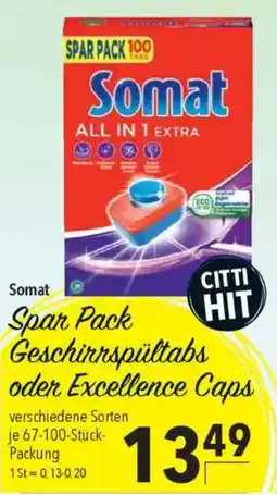 CITTI Markt Spar Pack Geschirrspültabs oder Excellence Caps Angebot