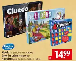 Famila Nord Ost Hasbro Gaming CluedoSpiel des Lebens oder 4 gewinnt Angebot