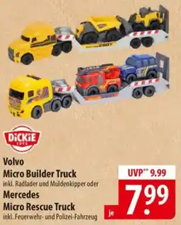 Famila Nord Ost DICKIE Volvo Micro Builder Truck oder Mercedes Micro Rescue Truck Angebot