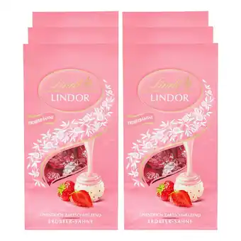 Netto Marken-Discount Lindt Lindor Erdbeer Sahne 100 g, 6er Pack Angebot