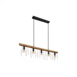 Netto Marken-Discount Hängeleuchte, Metall, Holz, Glaskristalle, L 90 cm Angebot