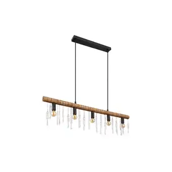 Netto Marken-Discount Hängeleuchte, Metall, Holz, Glaskristalle, L 90 cm Angebot