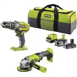 Netto Marken-Discount Ryobi Werkzeug-Set ONE+ Akku Schlagbohrschrauber- / Winkelschleifer-Set R18PDAG-242S, 18Volt Angebot