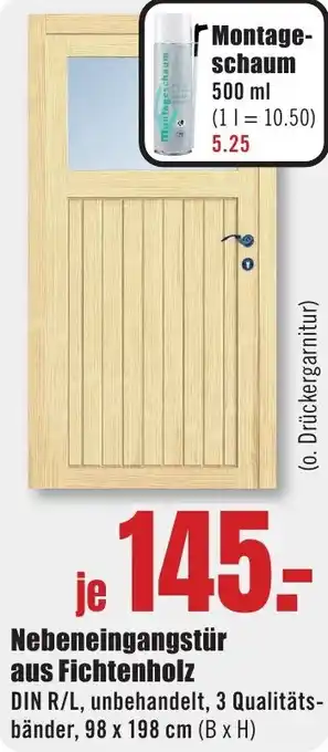 B1 Discount Baumarkt Nebeneingangstür aus Fichtenholz Angebot