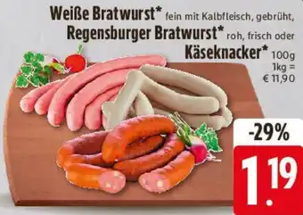 Edeka Weiße Bratwurst, Regensburger Bratwurst oder Käseknacker Angebot