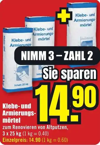 B1 Discount Baumarkt Klebe- und Armierungsmörtel Angebot