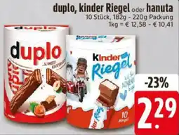 E-Center duplo, kinder Riegel oder hanuta Angebot