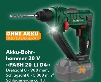 Kaufland Parkside Akku-Bohrhammer PABH 20-Li D4 Angebot