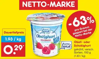 Netto Marken-Discount Gutes land obsti- oder schokijoghurt Angebot