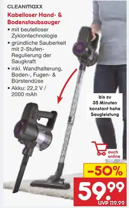 Netto Marken-Discount Cleanmaxx kabelloser hand- & bodenstaubsauger Angebot