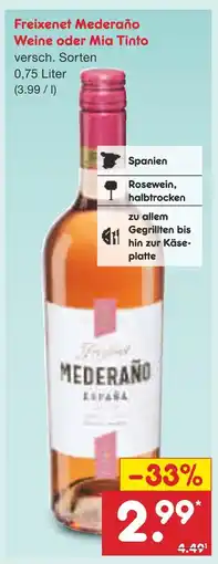 Netto Marken-Discount Freixenet mederano weine oder mia tinto Angebot
