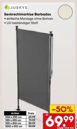 Netto Marken-Discount Juskys senkrechtmarkise barbados 100 x 310 cm Angebot