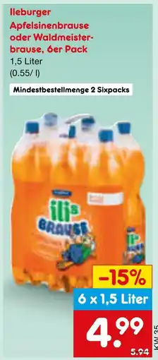Netto Marken-Discount Ileburger apfelsinenbrause oder waldmeisterbrause, 6er pack Angebot