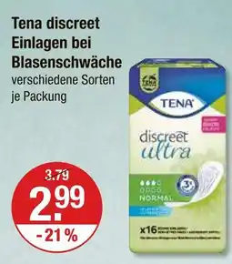 V Markt Tena discreet einlagen bei blasenschwäche Angebot