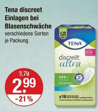 V Markt Tena discreet einlagen bei blasenschwäche Angebot
