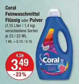 V Markt Coral feinwaschmittel flüssig Angebot