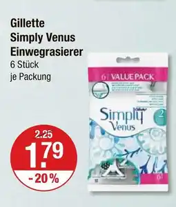 V Markt Gillette simply venus einwegrasierer Angebot