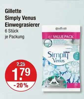 V Markt Gillette simply venus einwegrasierer Angebot