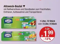 V Markt Toppits zipper allzweck-beutel 1 liter Angebot