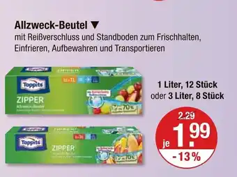 V Markt Toppits zipper allzweck-beutel 1 liter Angebot