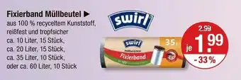 V Markt Swirl fixierband müllbeutel ca. 10 liter, 15 stück Angebot