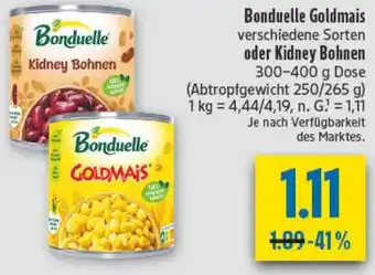 diska Bonduelle Goldmais oder Kidney Bohnen Angebot