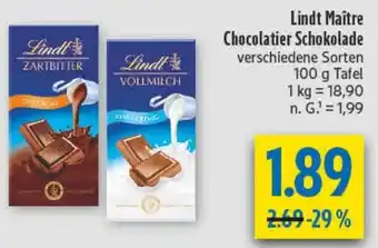 diska Lindt Maître Chocolatier Schokolade Angebot