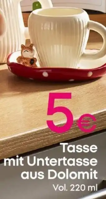 PEPCO Tasse mit Untertasse aus Dolomit Angebot