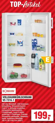 Handelshof BOMANN VOLLRAUMKÜHLSCHRANK VS 7316.1 Angebot