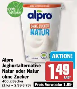 AEZ Alpro Joghurtalternative Natur oder Natur ohne Zucker Angebot