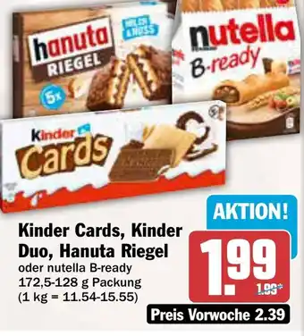 AEZ Kinder Cards, Kinder Duo, Hanuta Riegel oder nutella B-ready Angebot