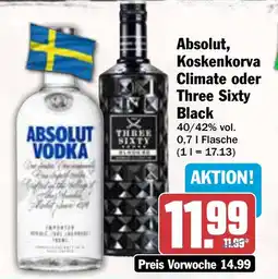 AEZ Absolut, Koskenkorva Climate oder Three Sixty Black Angebot