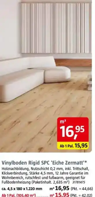 Bauhaus Vinylboden Rigid SPC 'Eiche Zermatt' Angebot