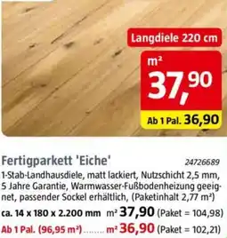 Bauhaus Fertigparkett Fertigparkett 'Eiche' Angebot