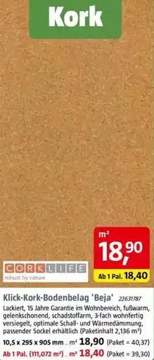 Bauhaus CORKLIFE robust by nature Klick-Kork-Bodenbelag 'Beja Angebot
