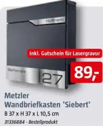 Bauhaus Metzler Wandbriefkasten 'Siebert' Angebot