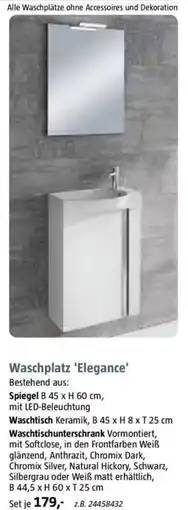 Bauhaus Waschplatz 'Elegance' Spiegel-Waschtisch-Waschtischunterschrank Set Angebot
