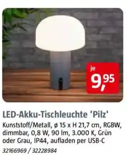 Bauhaus LED-Akku-Tischleuchte 'Pilz' Angebot