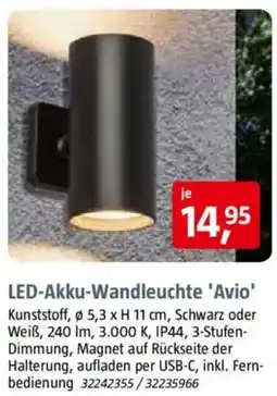 Bauhaus LED-Akku-Wandleuchte 'Avio Angebot