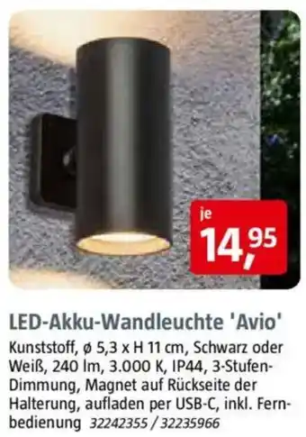 Bauhaus LED-Akku-Wandleuchte 'Avio Angebot