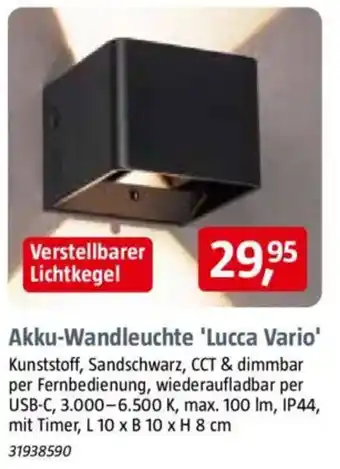 Bauhaus Akku-Wandleuchte 'Lucca Vario' Angebot