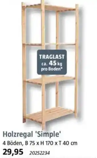 Bauhaus Holzregal 'Simple' Angebot