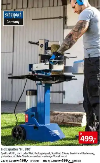 Bauhaus scheppach Holzspalter 'HL 810' Angebot